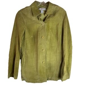 Real Clothes Saks Fifth Avenue Green Genuine Suede Shacket Sz 8